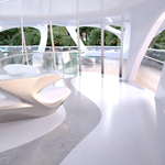 OwnersDeck. Interior1. White - Unique Circle Yachts by Zaha Hadid Architects for Bloom+Voss Shipyards (visualisation Moka-Studio)