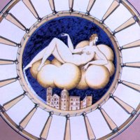 Gio Ponti - Piatto Donatella, maiolica in giallo e bleu, Sesto Fiorentino, Museo Richard Ginori della Manifattura di Doccia