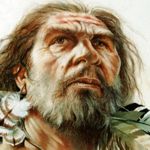 Ricostruzione del possibile aspetto di un Uomo di Neanderthal il quale, secondo alcuni recenti ritrovamenti, utilizzava penne di uccello come adornamento. Illustrazione di Mauro Cutrona